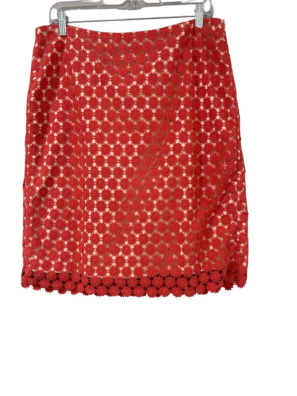 Talbots Coral  crochet lace pencil skirt size/12